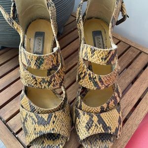 Zara yellow snake pattern sandal. Size 38